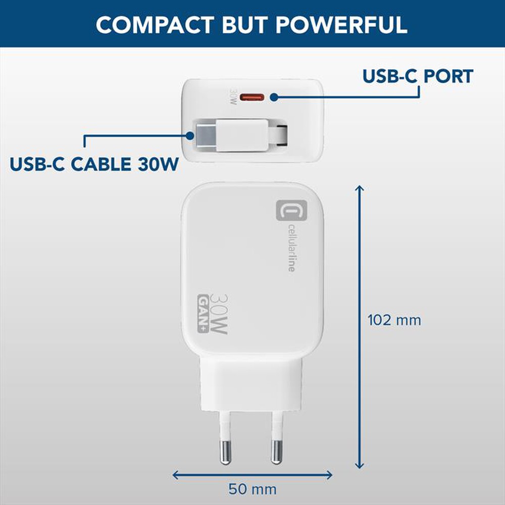 Immagine del prodotto CELLULARLINE - RETRACTABLE POWER 30W-Bianco