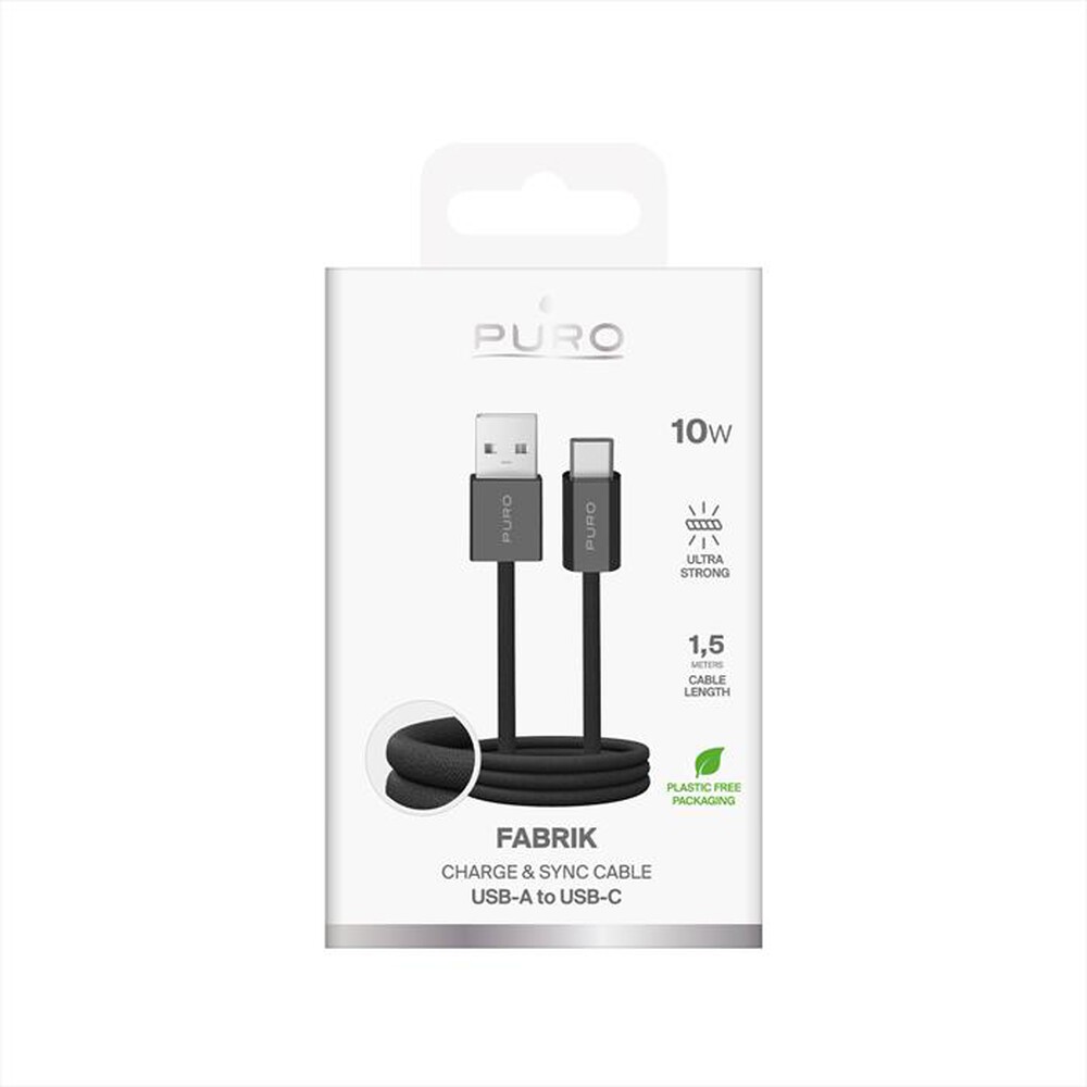 Immagine del prodotto PURO - Cavo in tessuto FABRIK da USB-A a USB-C-Nero