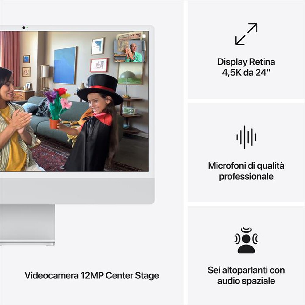 Immagine del prodotto APPLE - iMac Retina 24" 4.5K M4 Core 8 CPU 8 GPU 256GB-Argento