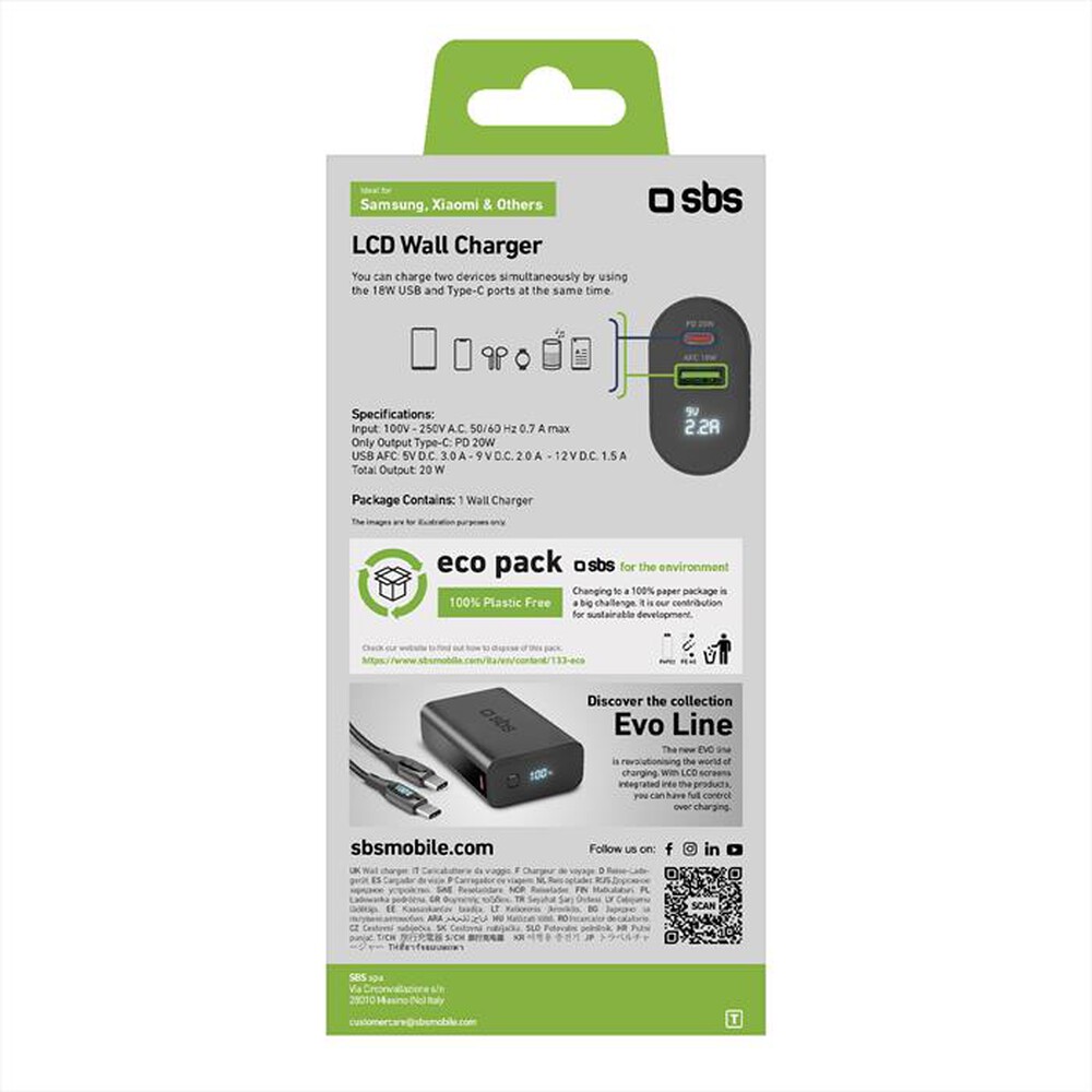 Immagine del prodotto SBS - Travel charger TETREV20PDW-Nero