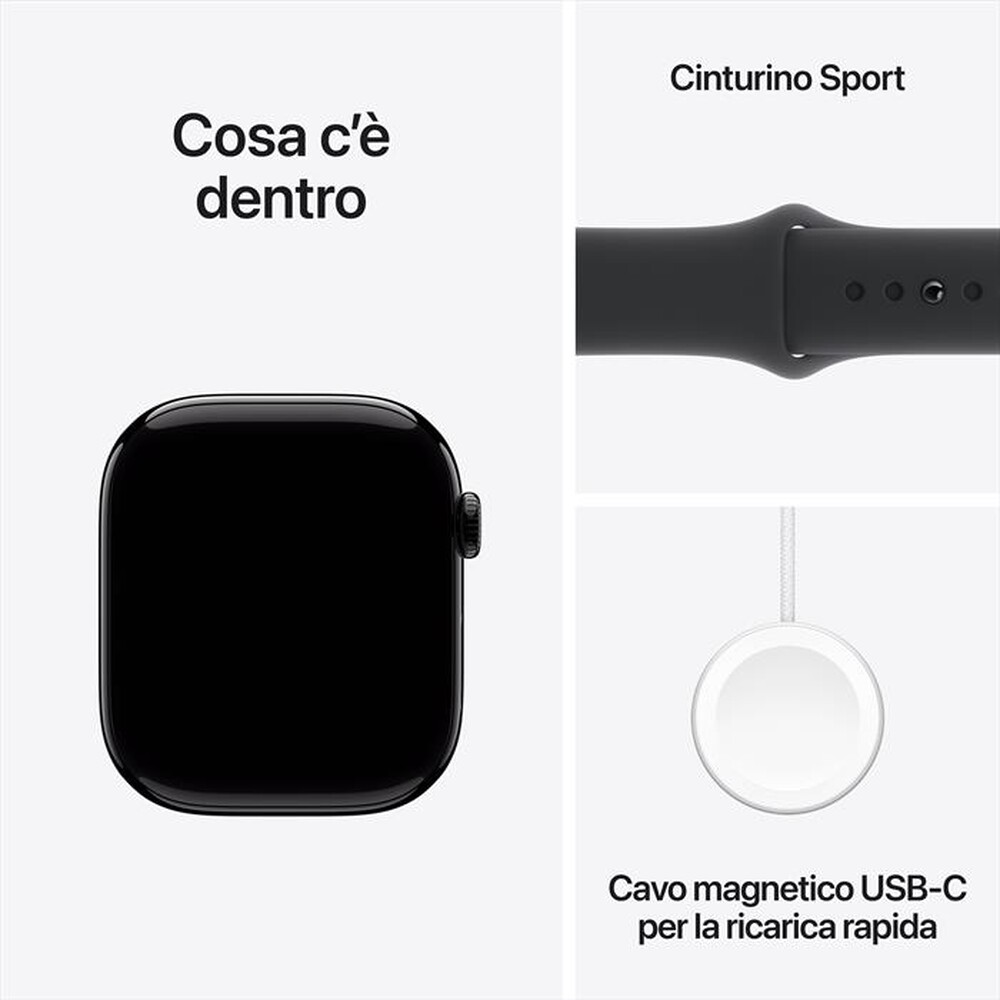 Immagine del prodotto APPLE - Watch Series 10 GPS 46mm Alluminio-Jet Black Sport Band Nero S/M