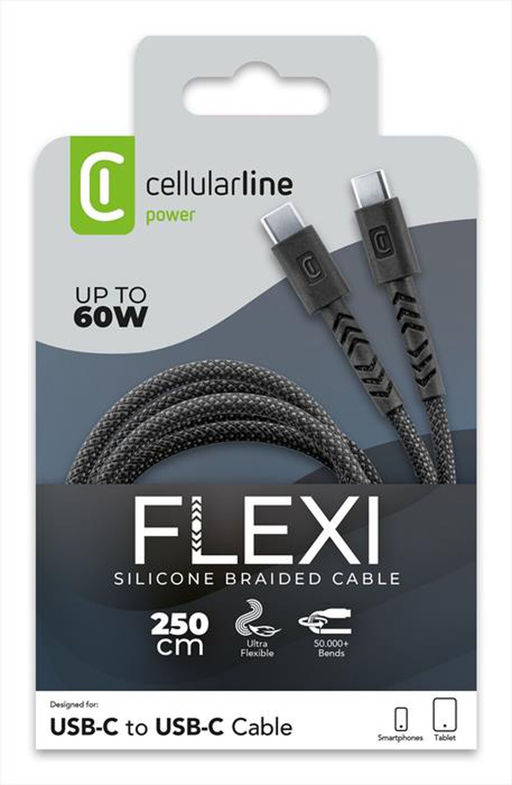Immagine del prodotto CELLULARLINE - CAVO FLEXY 250CM 60W USB C TO USB C-Nero