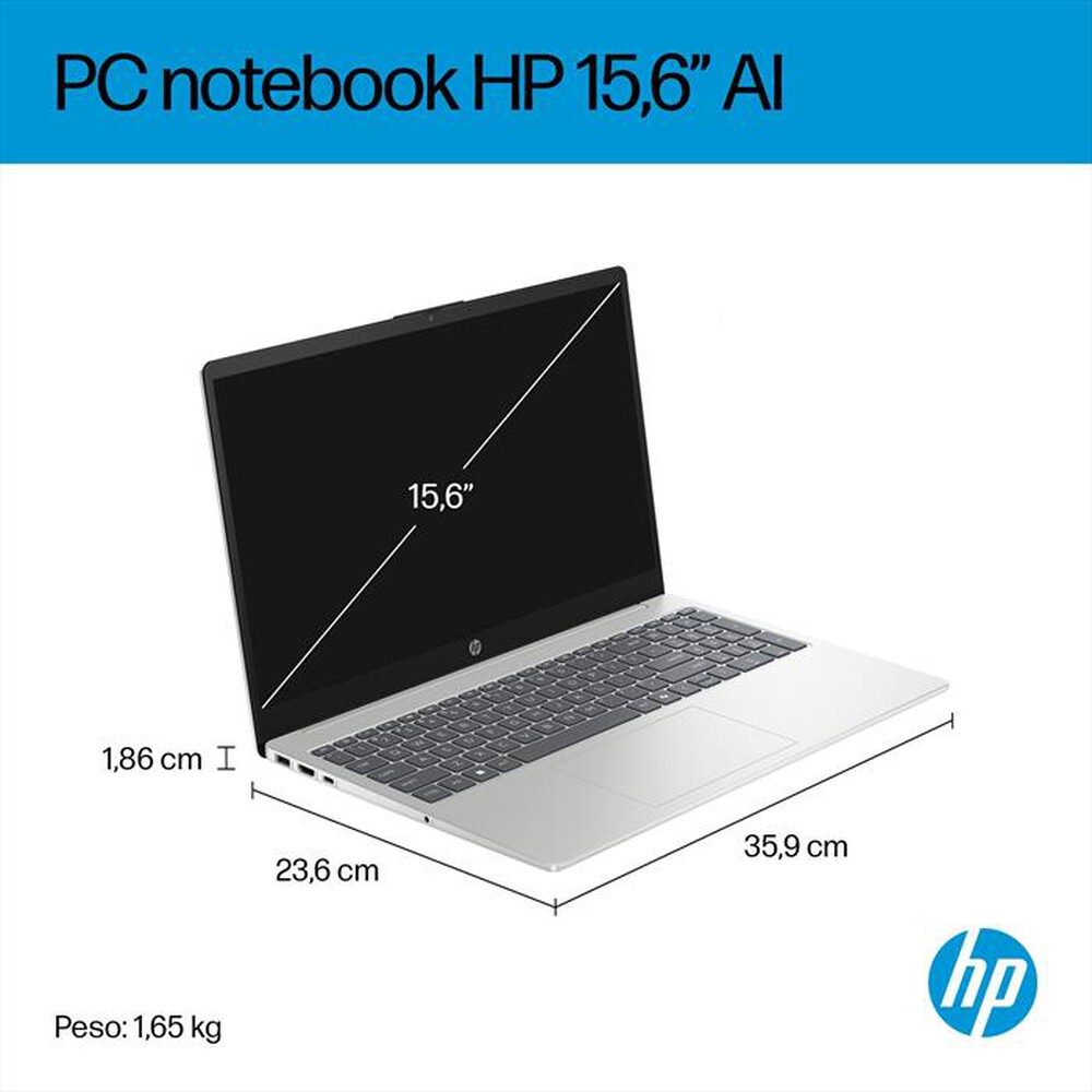 Immagine del prodotto HP - Notebook AI 15-FD2022NL Intel Core Ultra7 32GB+1TB-Natural Silver
