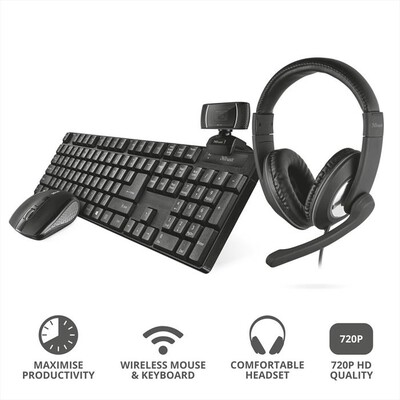 TRUST - QOBY 4 IN 1 HOME OFFICE BUNDLE IT-Black