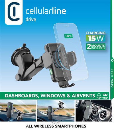 CELLULARLINE - Supporto wireless INSTHOLDERWIR15K-Nero