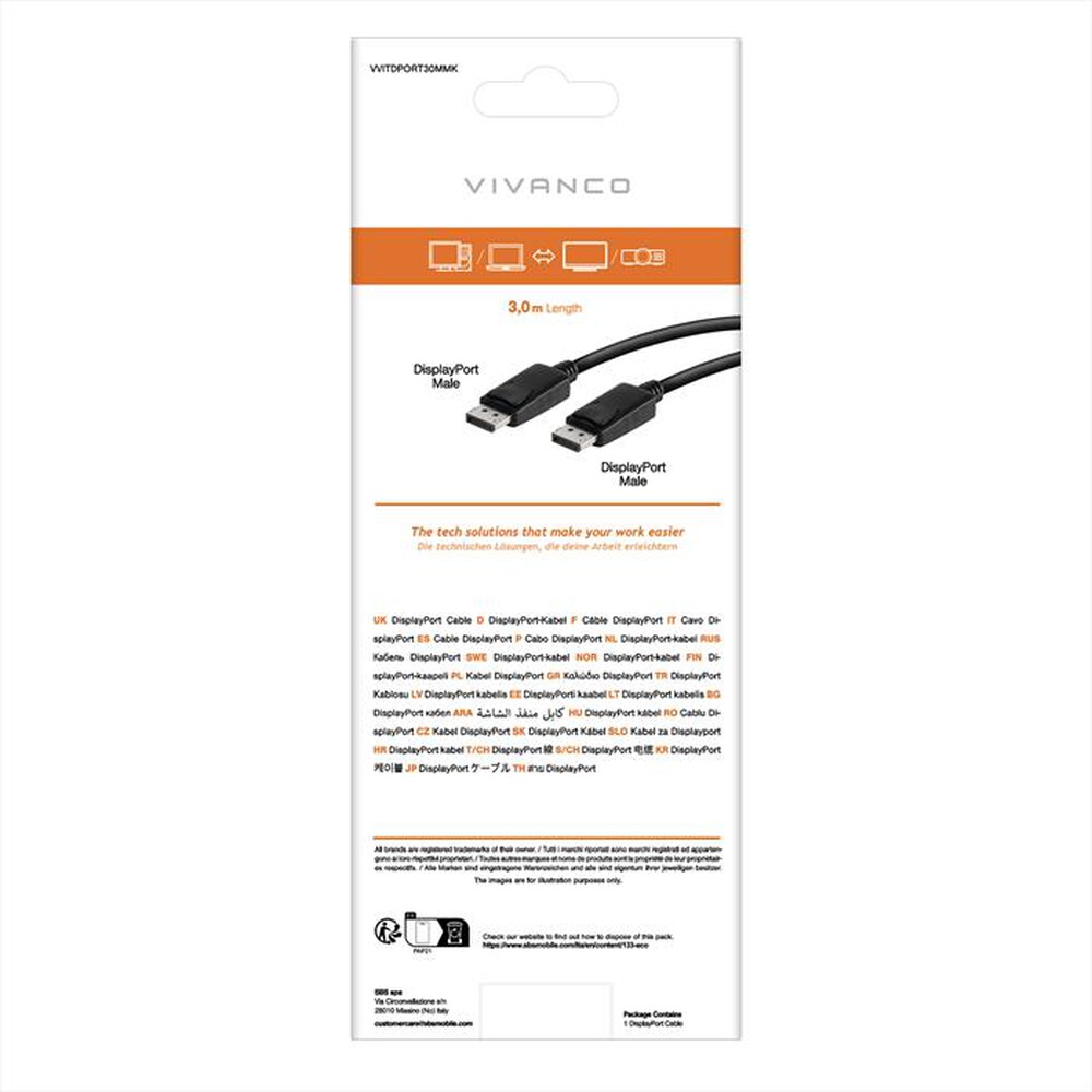 Immagine del prodotto SBS - DisplayPort cavo DP-pl.-DP.-pl. 3m-Nero