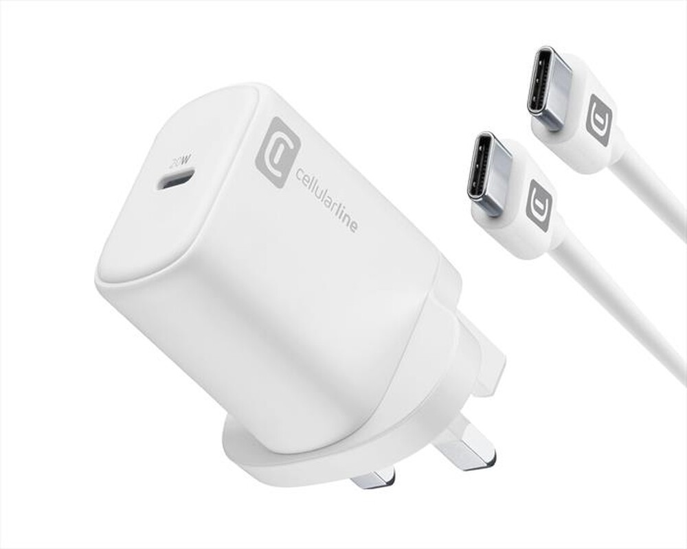 Immagine del prodotto CELLULARLINE - Kit Caricabatterie Da Rete per iPhone 20w UK Plug-Bianco