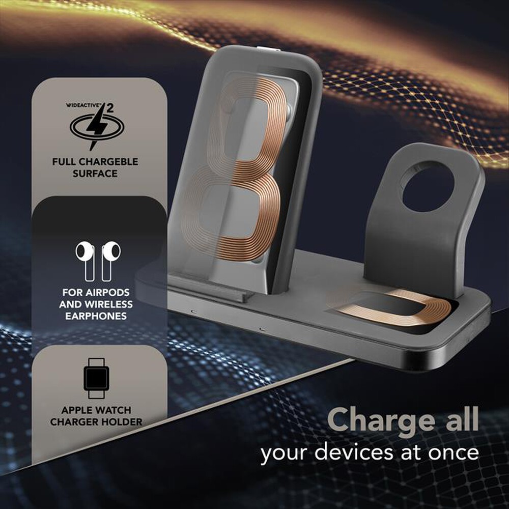 Immagine del prodotto CELLULARLINE - Trio wireless charger WIRELESS3IN1IPHK-Nero