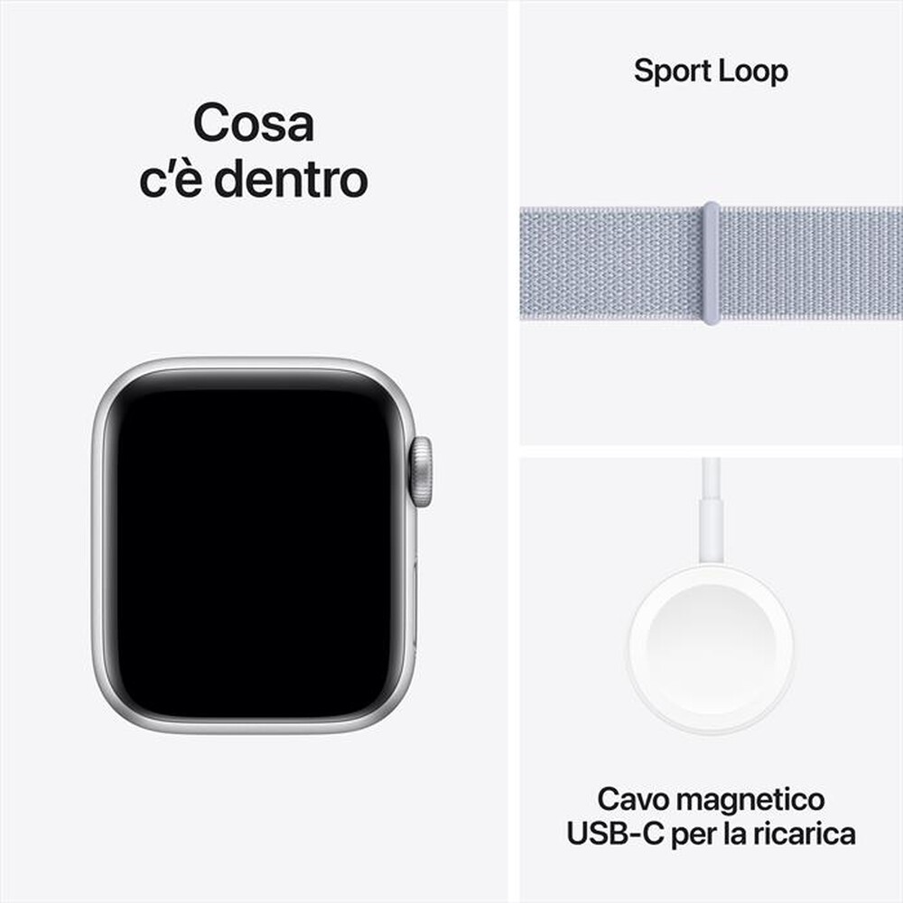 Immagine del prodotto APPLE - Watch SE GPS + Cellular 40mm Cassa Alluminio-Argento- Sport Loop Azzurro
