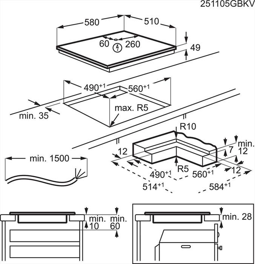 Immagine del prodotto AEG - Piano cottura elettrico TI64IB30IZ 58 cm-Nero
