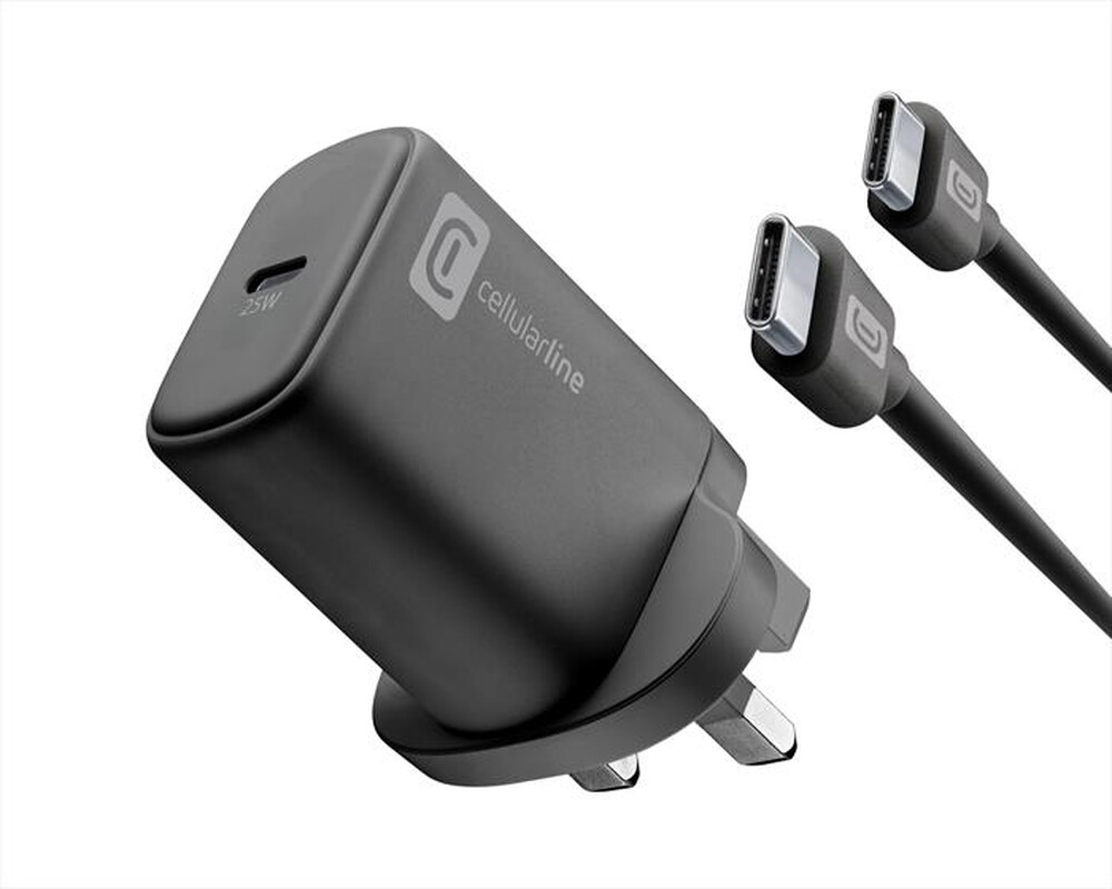Immagine del prodotto CELLULARLINE - KIT CARICABATTERIE DA RETE PER SAMSUNG 25W UK PLUG-Nero