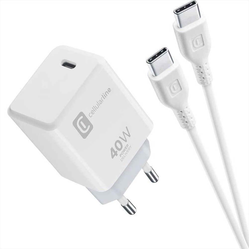 Immagine del prodotto CELLULARLINE - Kit caricabatterie da rete ACH USB-C 40W-Bianco