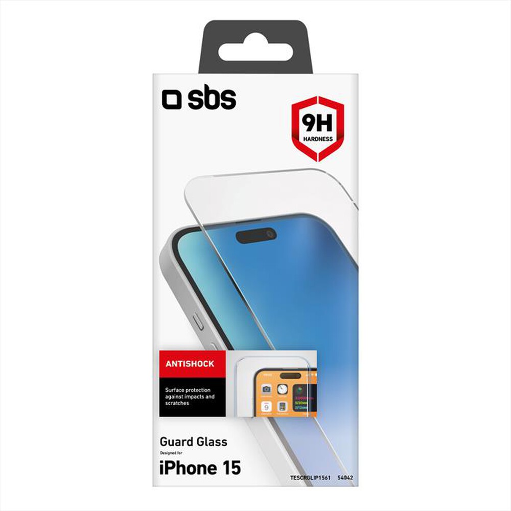 Immagine del prodotto SBS - Screen protector TESCRGLIP1561 per iPhone 15-Trasparente