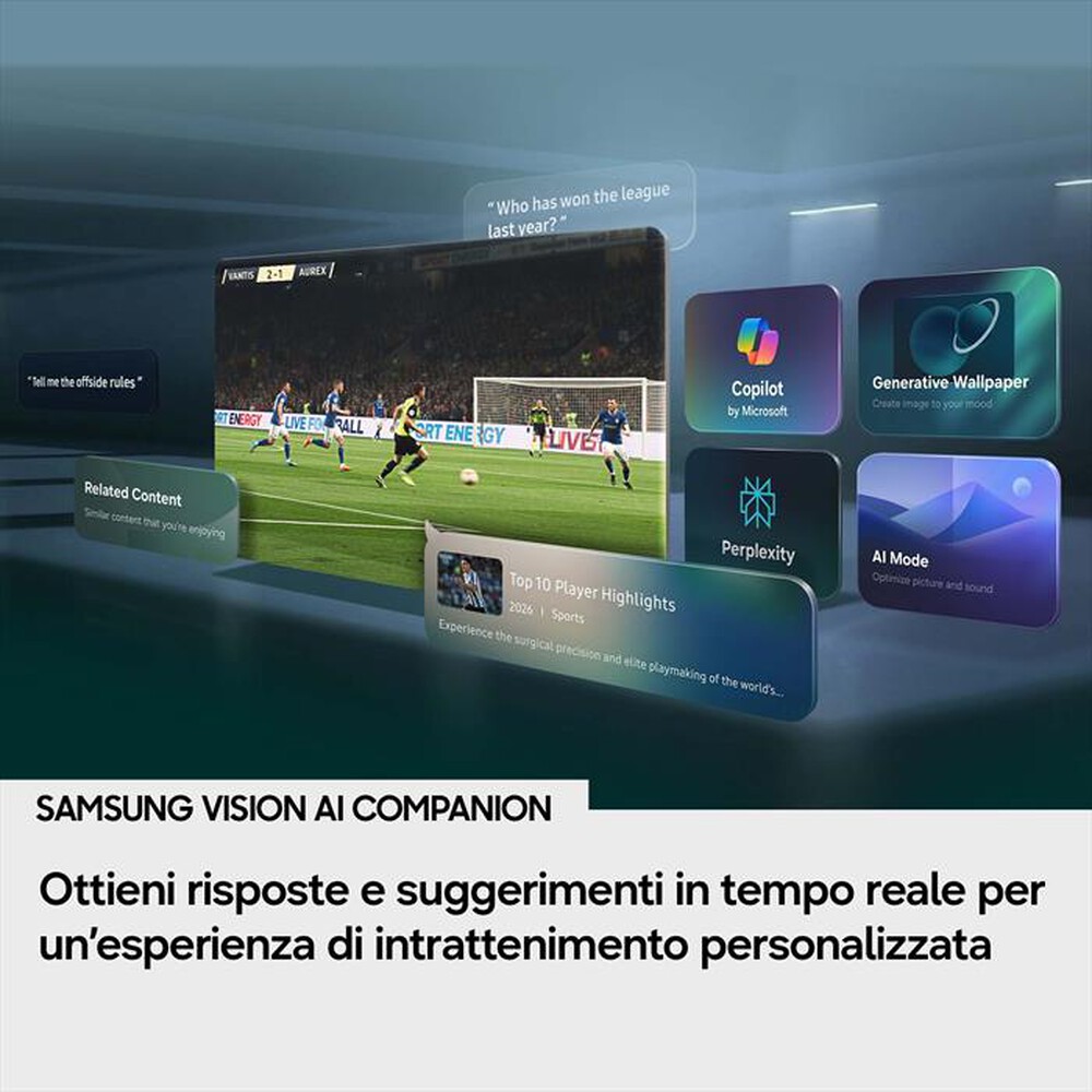 Immagine del prodotto SAMSUNG - Smart TV Mini LED 4K AI 55" UE55M70HAUXZT-Titan Gray