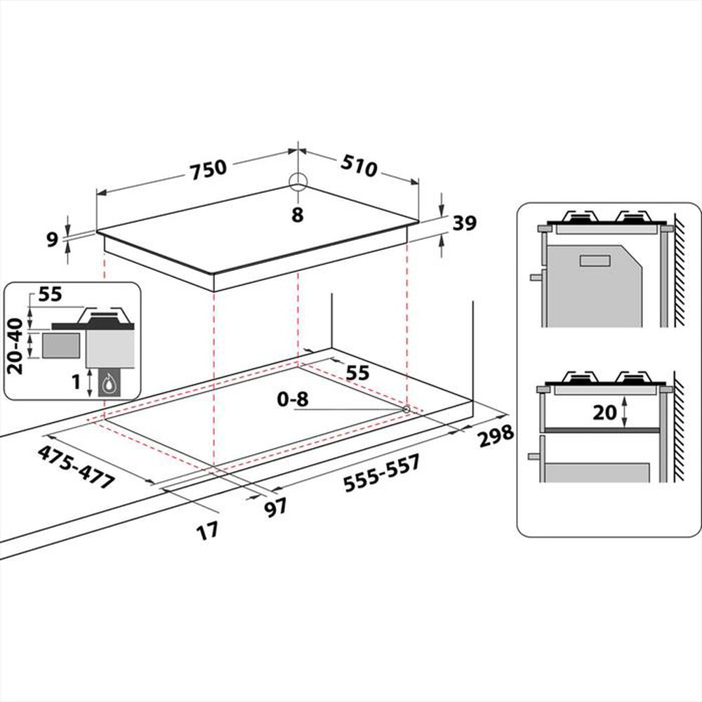 Immagine del prodotto HOTPOINT ARISTON - Piano cottura a gas PCN 750 T (AN) R /HA 75cm-Antracite