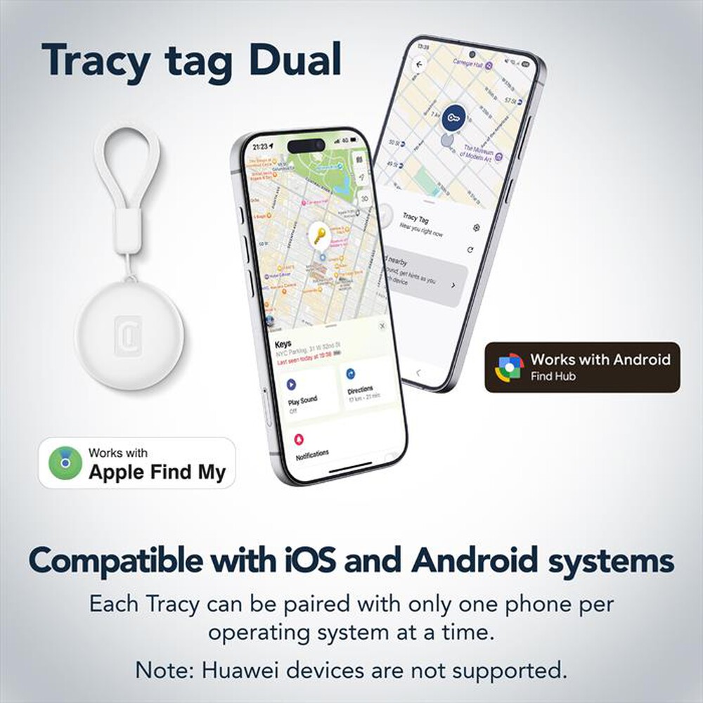 Immagine del prodotto CELLULARLINE - TRACY TAG DUAL PER DISPOSITIVI IOS - ANDROID-Bianco
