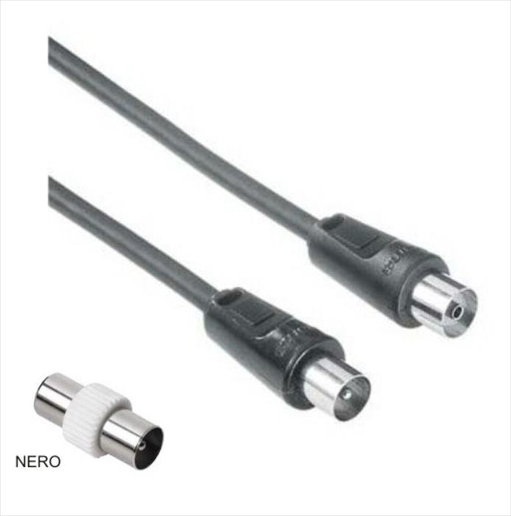 Immagine del prodotto HAMA - Cavo antenna M/F con adattatore M/M 1,5MT 75dB - NERO