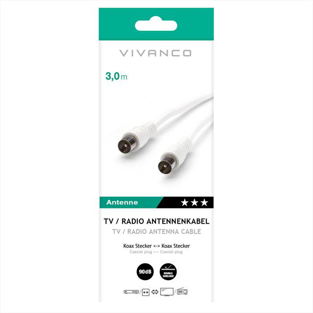 Immagine del prodotto SBS - Cavo antenna cavo coax-plug <-> coax-plug 90dB 3m-Bianco