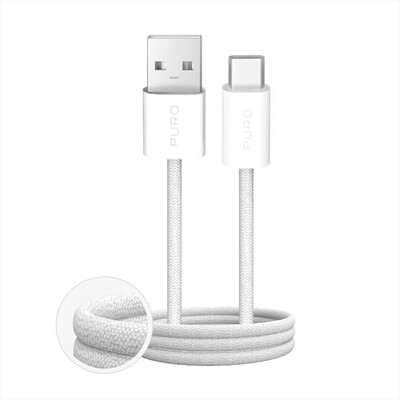 PURO - Cavo in tessuto FABRIK da USB-A a USB-C-Bianco