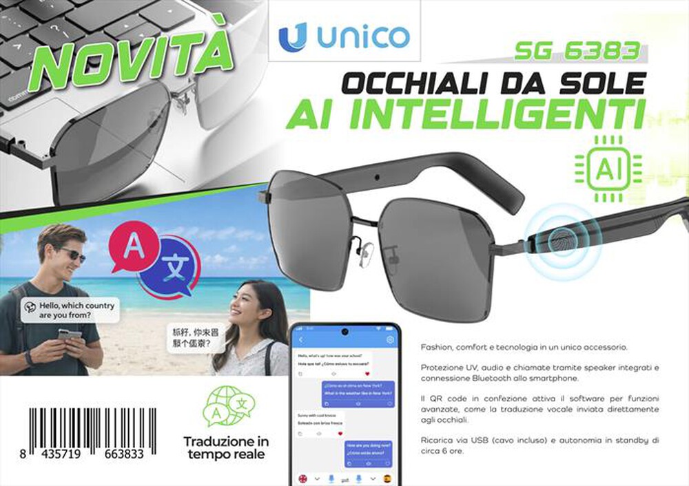 Immagine del prodotto KARMA - Occhiali Bluetooth Intelligenti con IA SG 6383-Nero