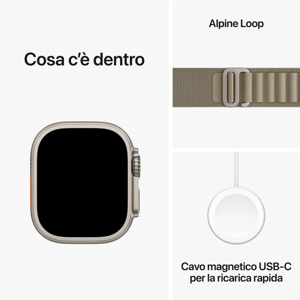 Immagine del prodotto APPLE - Watch Ultra 2 GPS + Cellular Cassa 49mm - Large-Olive Alpine Loop