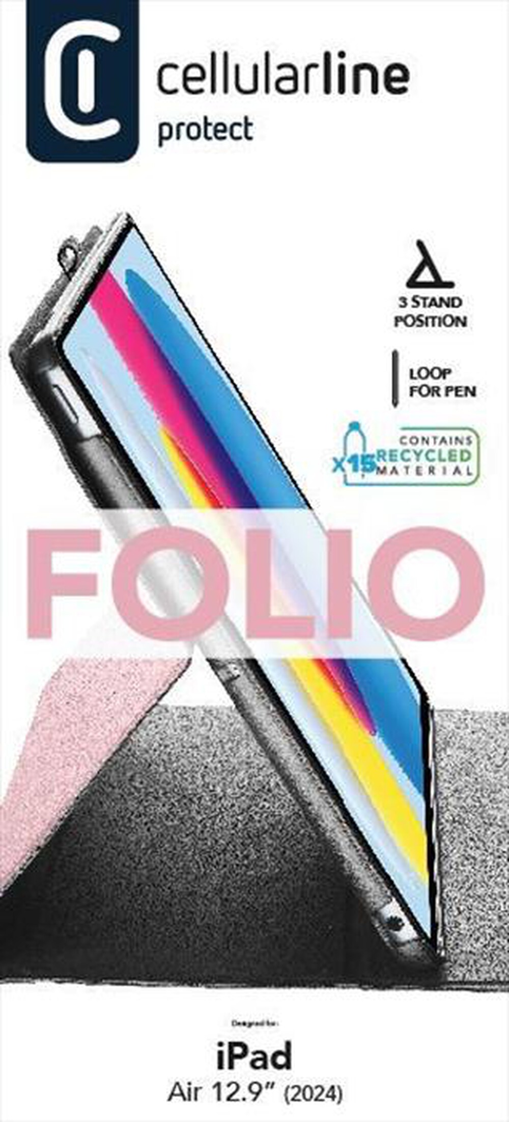 Immagine del prodotto CELLULARLINE - Custodia 3 Stand FOLIOIPAD24129P iPad 12.9"-Rosa