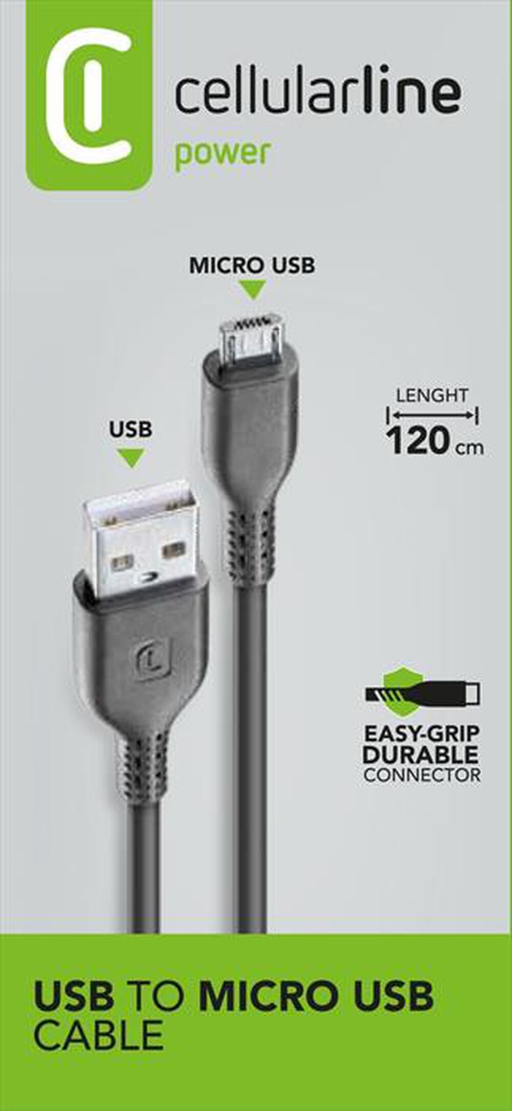 CELLULARLINE - USBDATACABMICROUSB MICROUSB-USB DATA-Nero