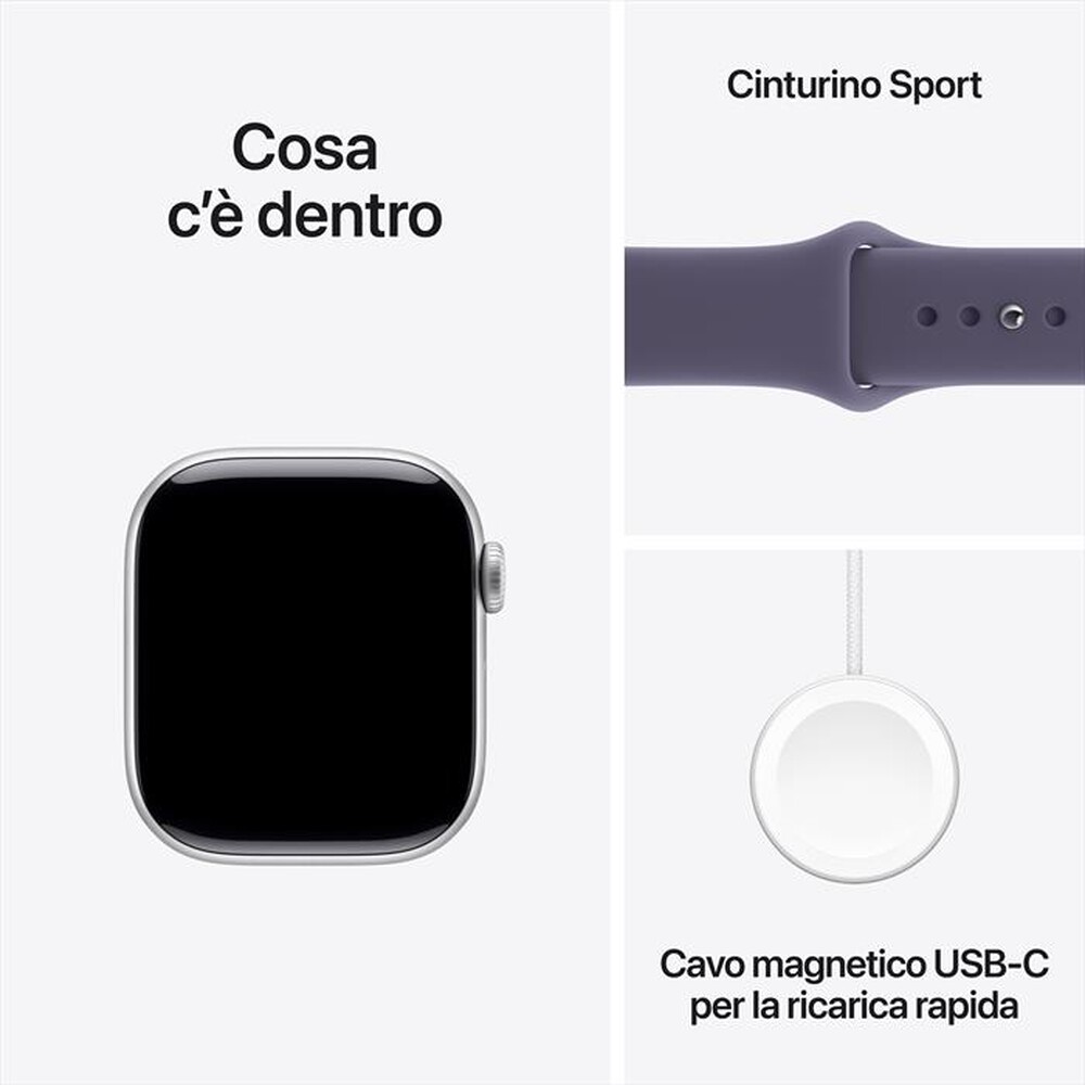 Immagine del prodotto APPLE - Watch Series 11 GPS + Cellular 42mm Alluminio-Argento - Sport Band Viola M/L