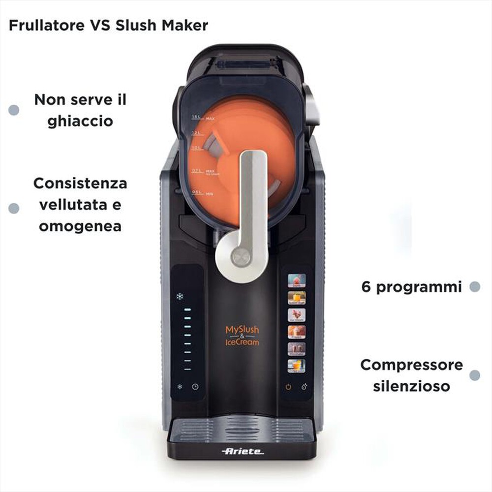 Immagine del prodotto ARIETE - Macchina granite e gelati 655 MYSLUSH & ICECREAM-Acciaio inox, Nero