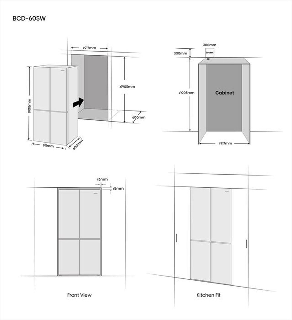 Immagine del prodotto HISENSE - Frigorifero 4 porte RQ768N4GVE Classe E 591lt-Grigio