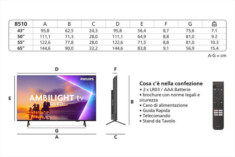 Immagine del prodotto PHILIPS - Smart TV QLED UHD 4K 50" 50PUS8510/12-Black