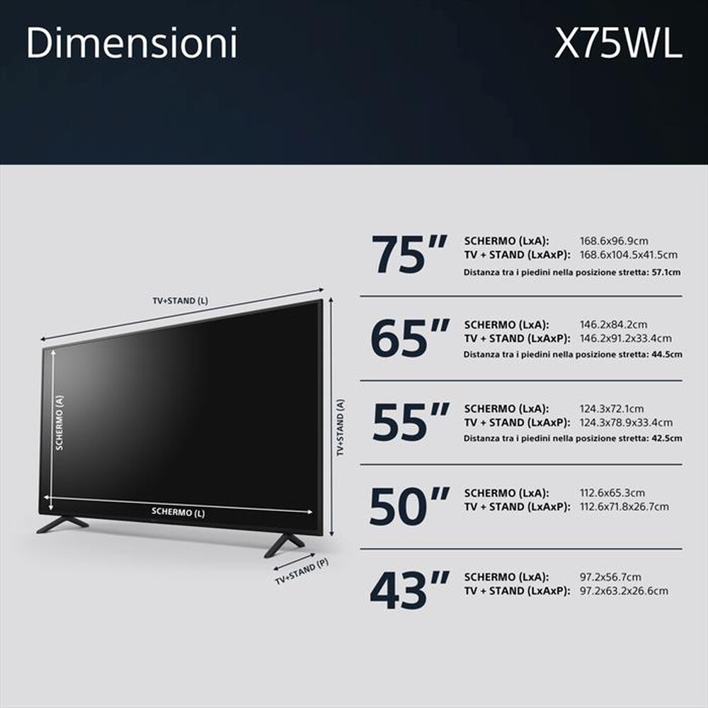 Immagine del prodotto SONY - Smart TV LED UHD 4K 43" KD43X75WLPAEP-Nero