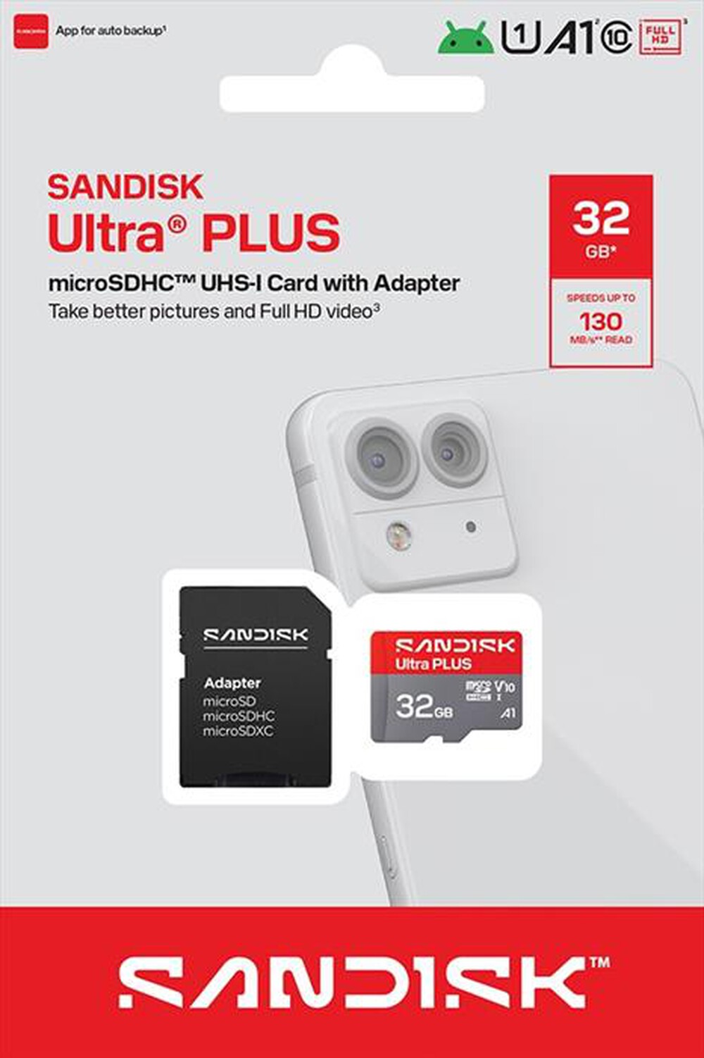 Immagine del prodotto SANDISK - MEM.MICRO SD HC 32GB ULTRA PLUS A1 V10 U1 C10-grigio