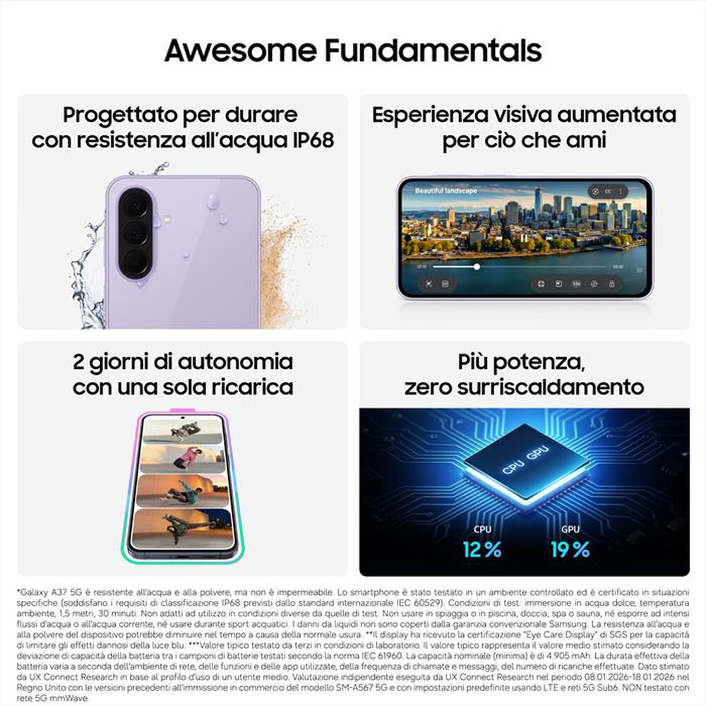 Immagine del prodotto SAMSUNG - Smartphone Galaxy A37 5G 128GB-Awesome White