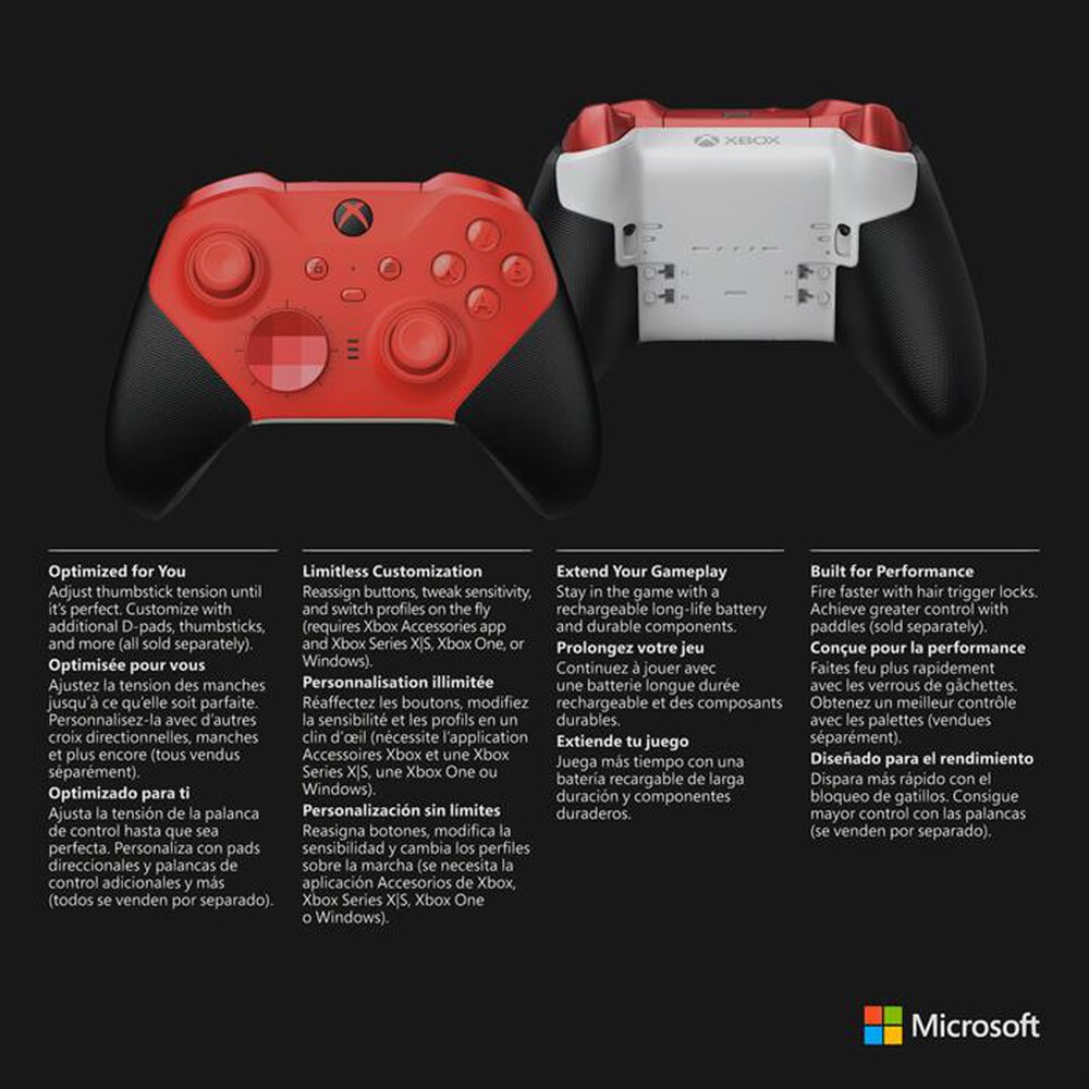 Immagine del prodotto MICROSOFT - Controller Wireless Elite Series 2 RFZ-00014-Rosso (Red)