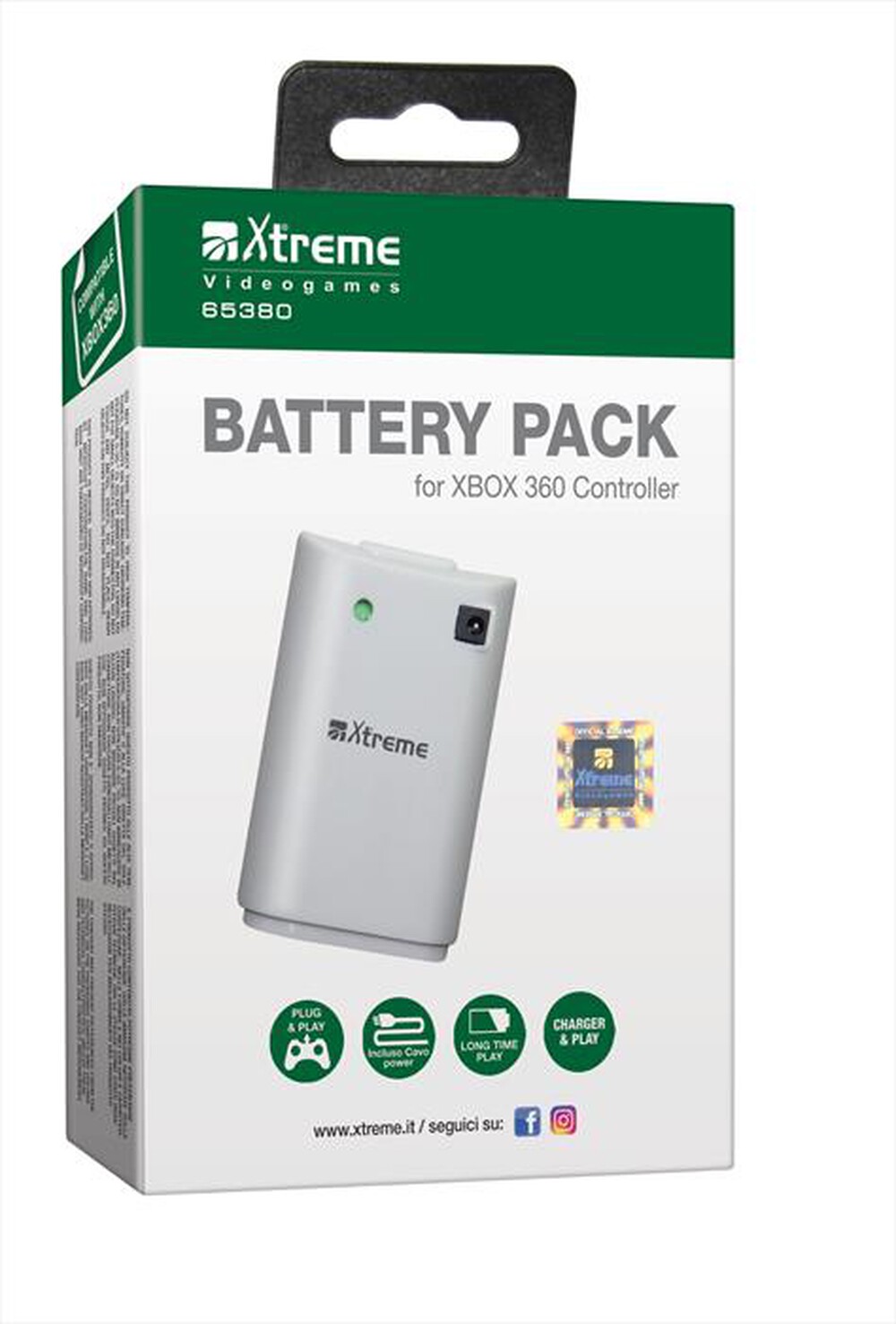 Immagine del prodotto XTREME - 65380 - Xbox 360 Battery Pack + Power Cable