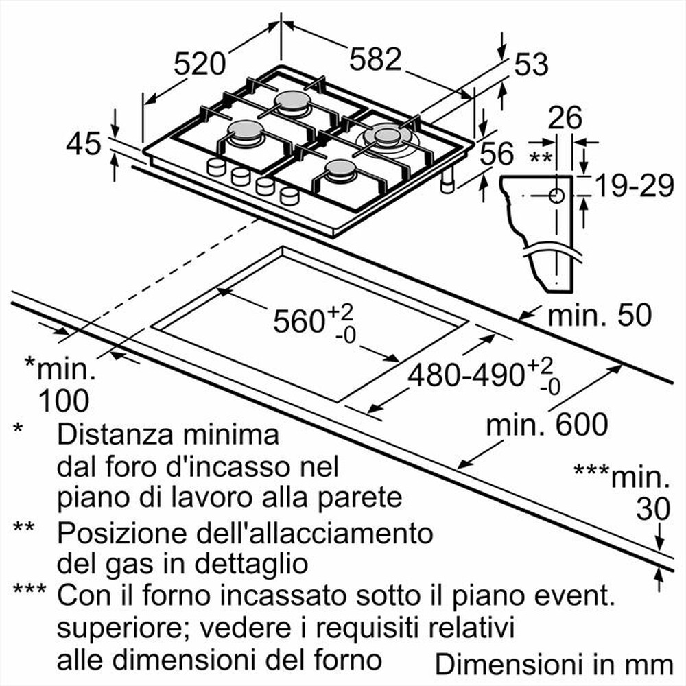 Immagine del prodotto BOSCH - Piano cottura a gas PCH6A5I90 58,2 cm-Inox