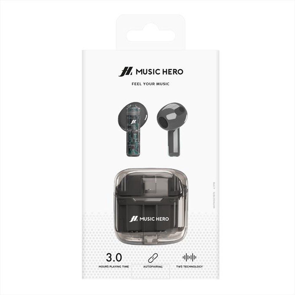 Immagine del prodotto MUSIC HERO - Auricolare bluetooth MHTWSICYBTK-Nero
