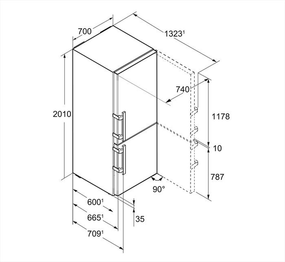 Immagine del prodotto LIEBHERR - Frigorifero combinato CNEF 5735-21 Classe D 437lt-Acciaio