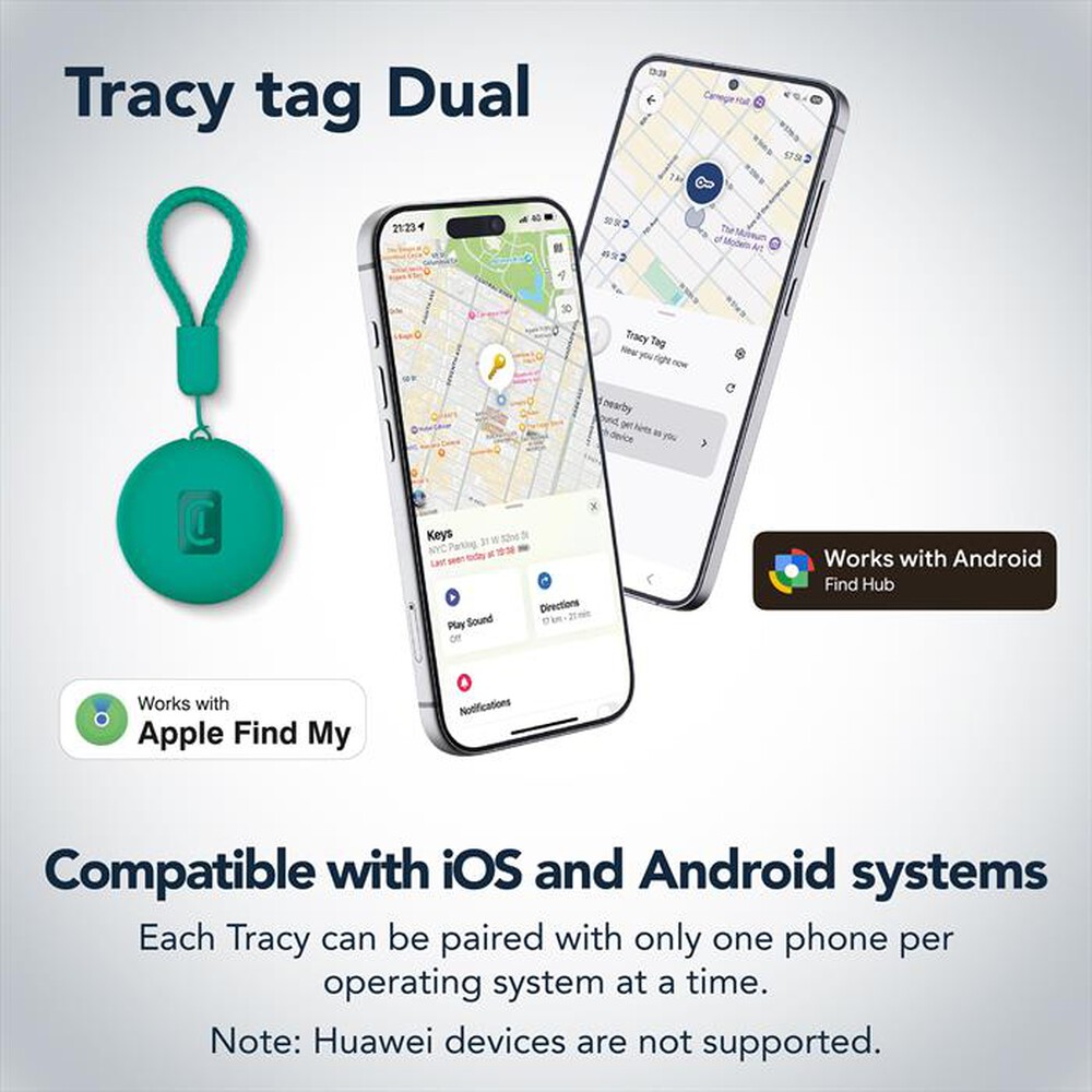 Immagine del prodotto CELLULARLINE - TRACY TAG DUAL PER DISPOSITIVI IOS - ANDROID-Verde