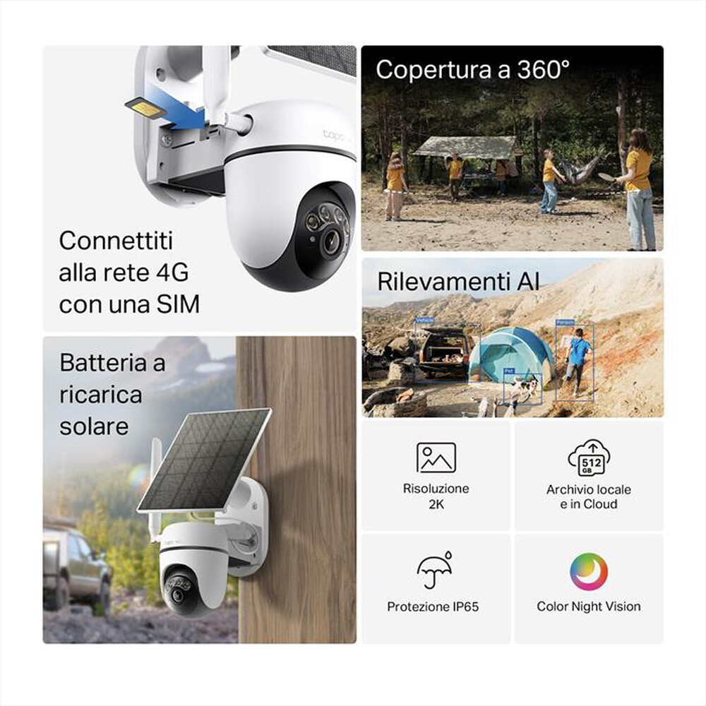 Immagine del prodotto TP-LINK - Telecamera di sorveglianza SOLAR-POWERED PAN/TILT-Bianco