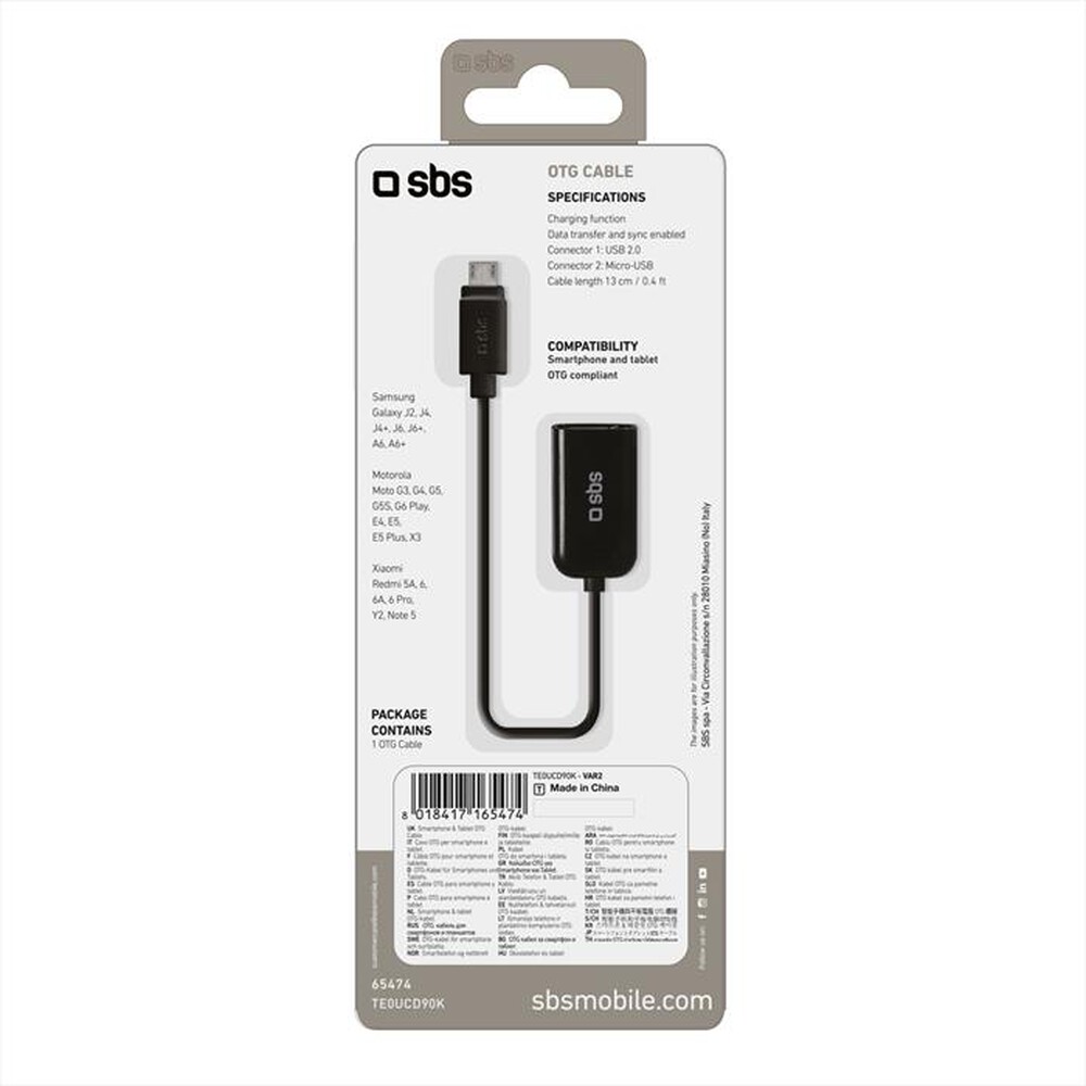 Immagine del prodotto SBS - Adattatore USB per smartphone e Tablet-Nero