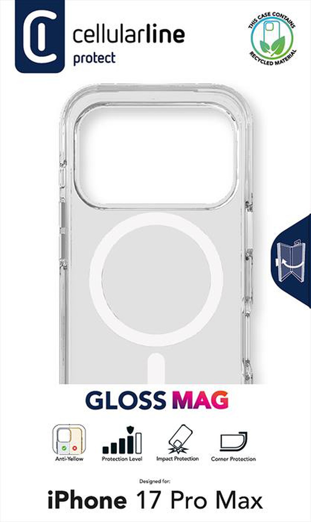 Immagine del prodotto CELLULARLINE - Custodia GLOSS MAG per IPHONE 17 PRO MAX-Trasparente