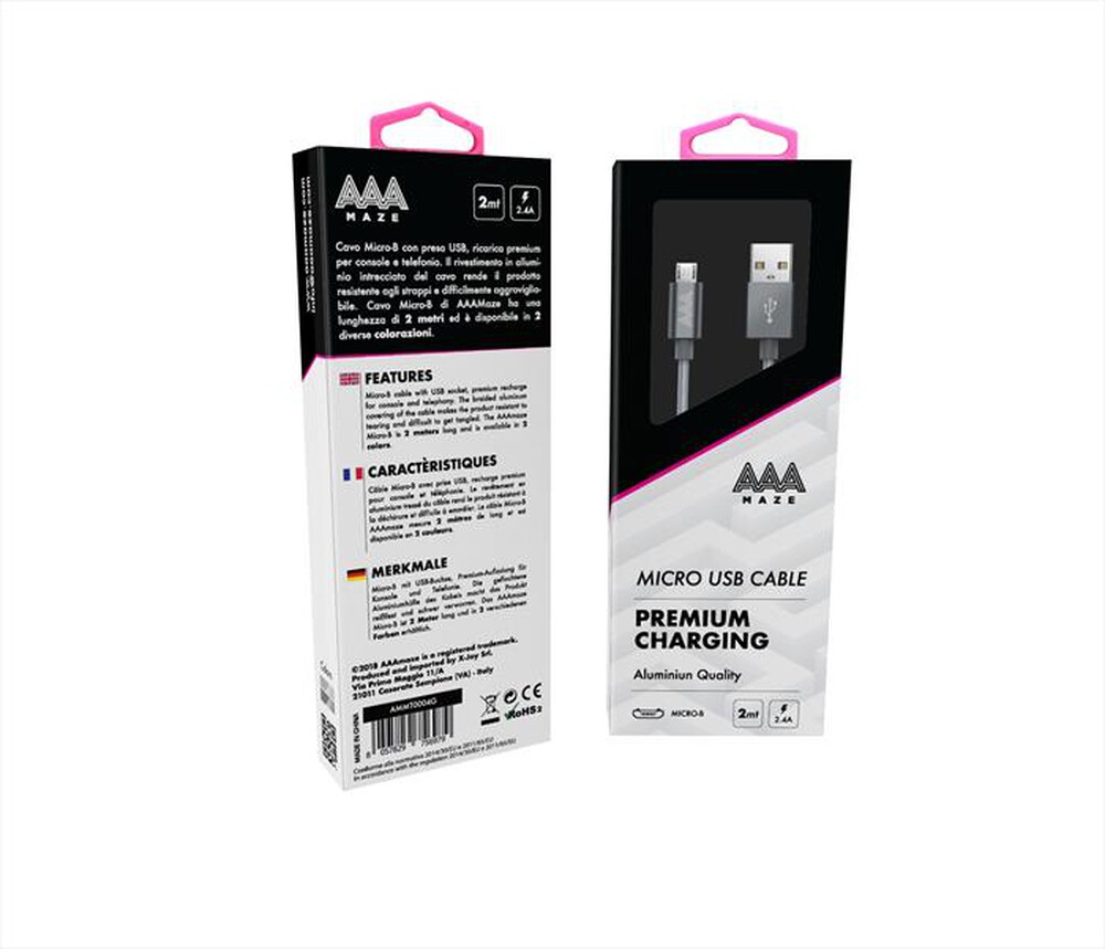 Immagine del prodotto AAAMAZE - MICRO USB CABLE 2M-Grey