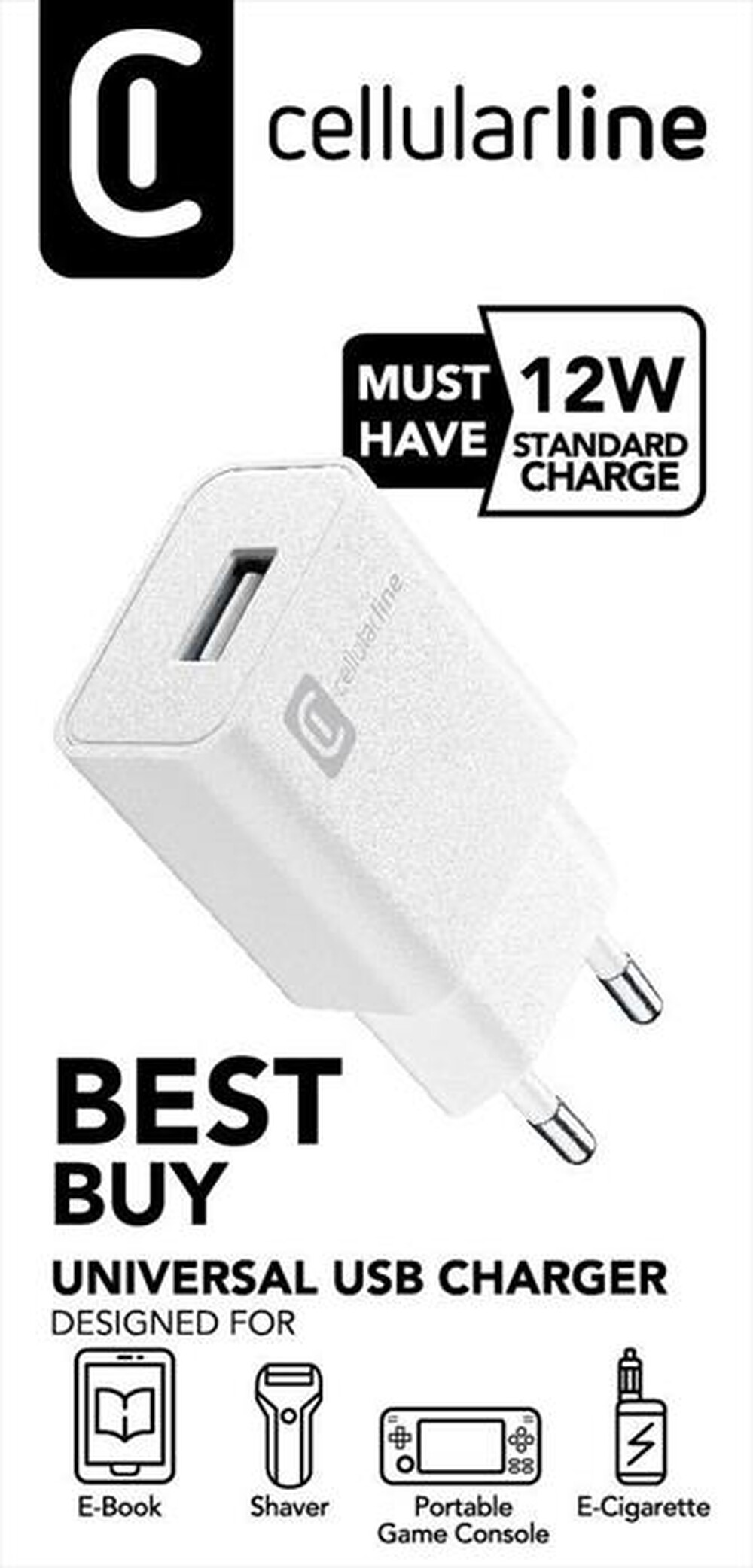 Immagine del prodotto CELLULARLINE - Caricatore da rete 12 W, 110/240V-White