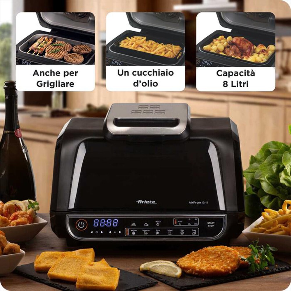Immagine del prodotto ARIETE - 4635/00 FRIGGITRICE AD ARIA E BISTECCHIERA-Black