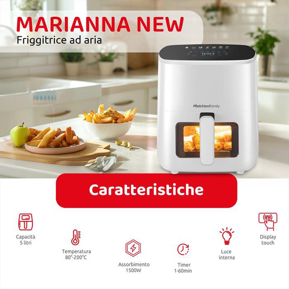 Immagine del prodotto MELCHIONI FAMILY - Friggitrice ad aria MARIANNA NEW-Bianco / Plastica