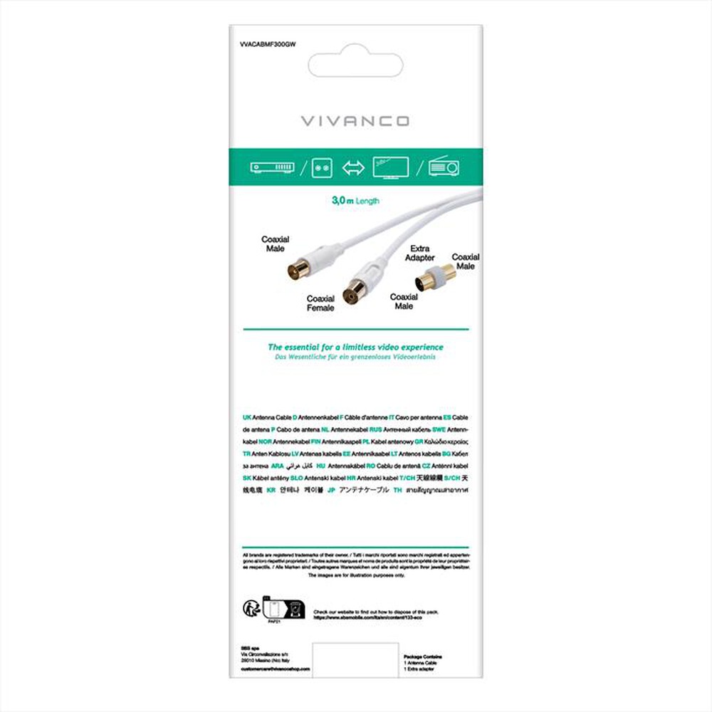 Immagine del prodotto SBS - Cavo antenna connection  3m-Bianco