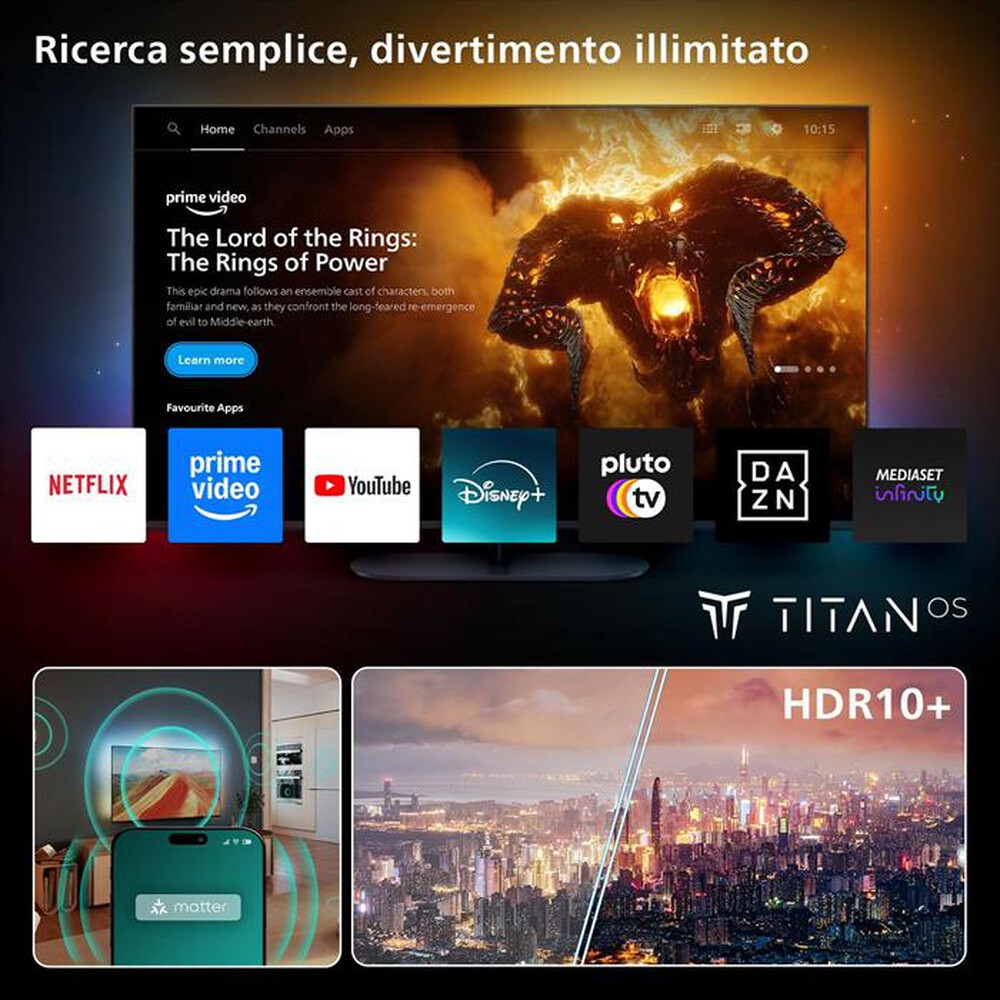 Immagine del prodotto PHILIPS - Smart TV Ambilight LED 4K 43" 43PUS8010-Black