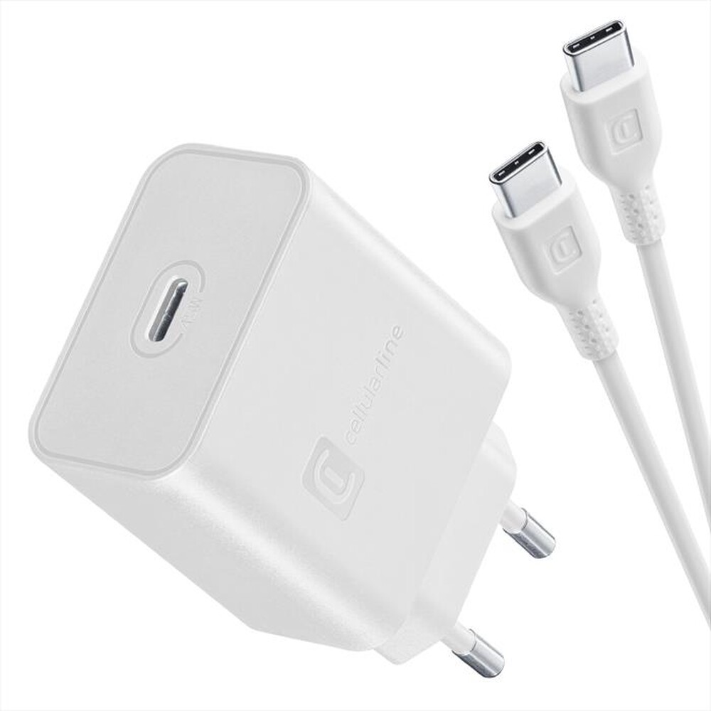 Immagine del prodotto CELLULARLINE - Kit caricabatterie rete USB-C 45W con cavo USB-C-Bianco